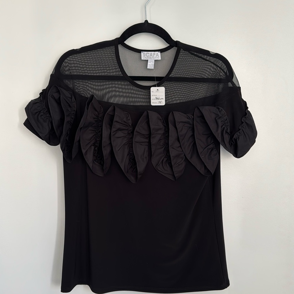 Black tulip top - Scapa Lauren Perre top with mesh